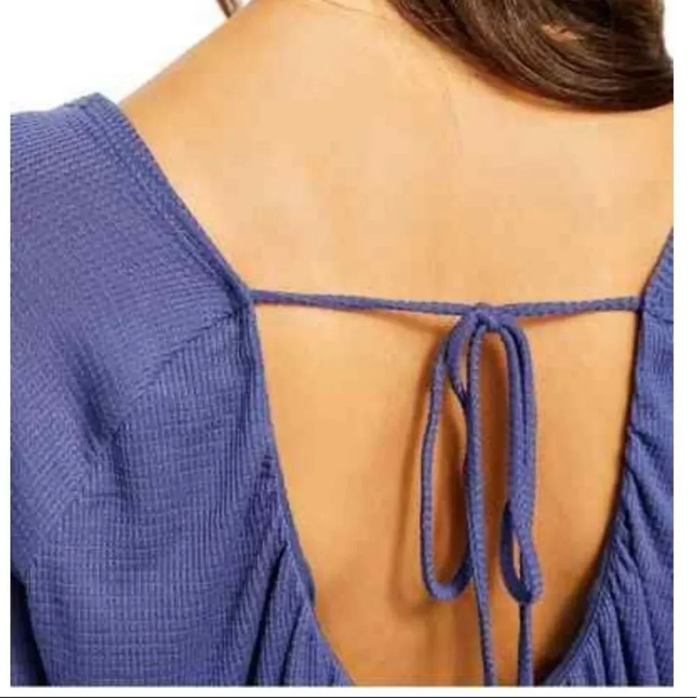 NWT Free People Bondi Thermal Cropped Swing Top in Blue